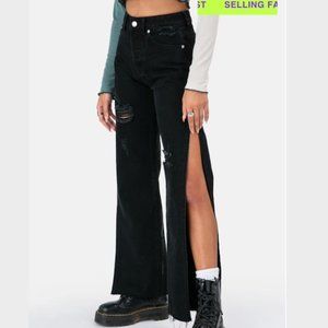 NWT Adika Black Voodoo Side-Slit Jeans